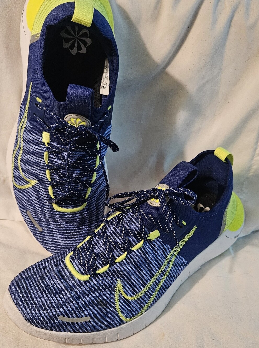 Nike Mens Flyknit Lunar 1 554887-474 Royal Blue Volt Running Sneakers Men's 10.5